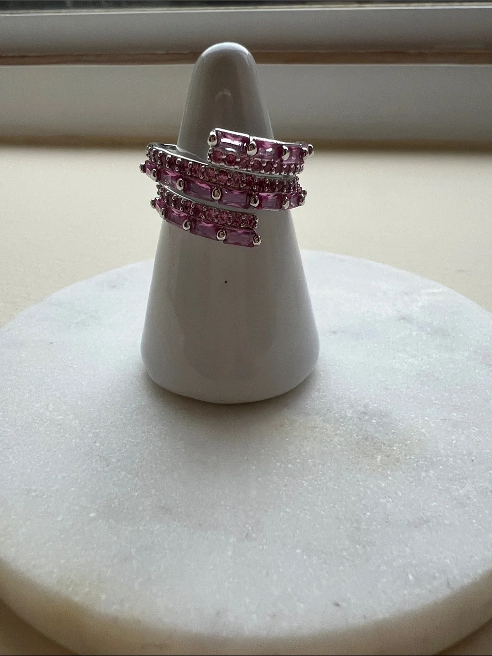 bp Pink Multi-Row Crystal Wrap Ring